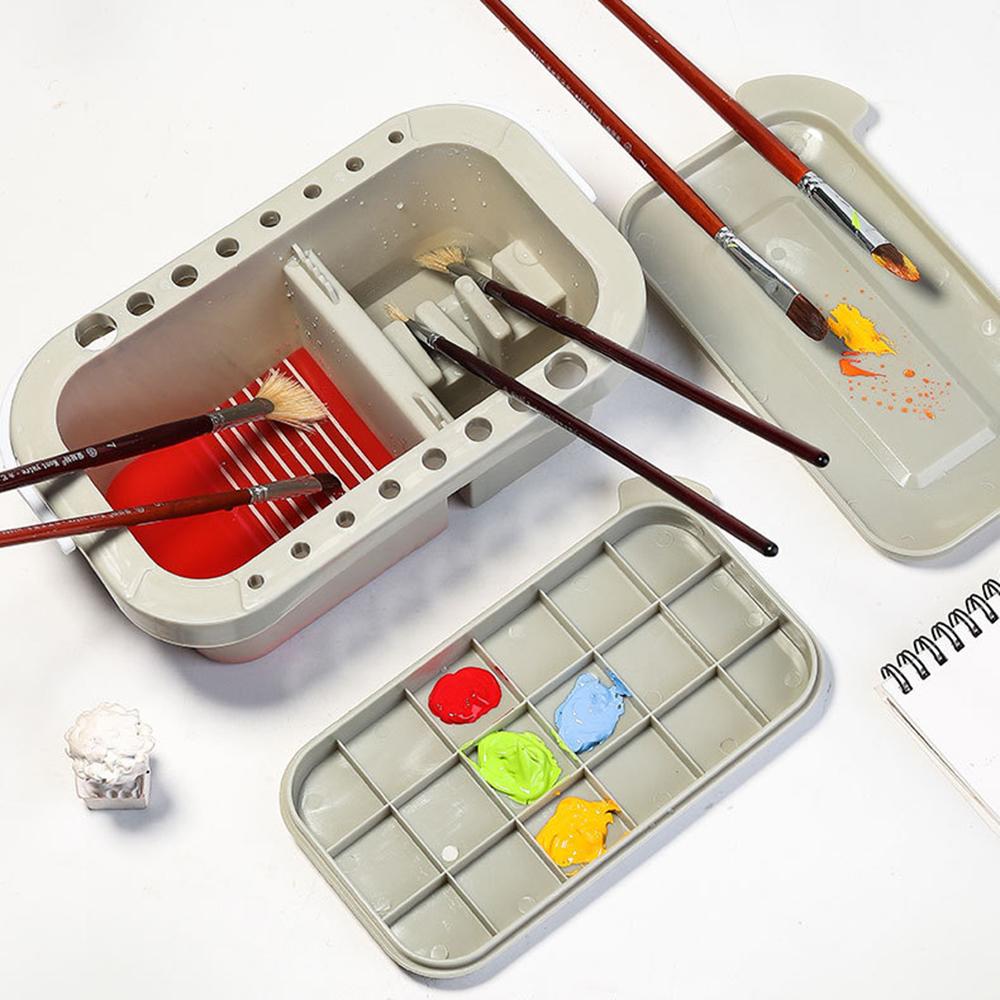 Brush Washing Bucket Brush Box Multi-function Pen Holder Art Supplies Oil-based Acrylic Watercolor Tool Art Palette Brush Washer