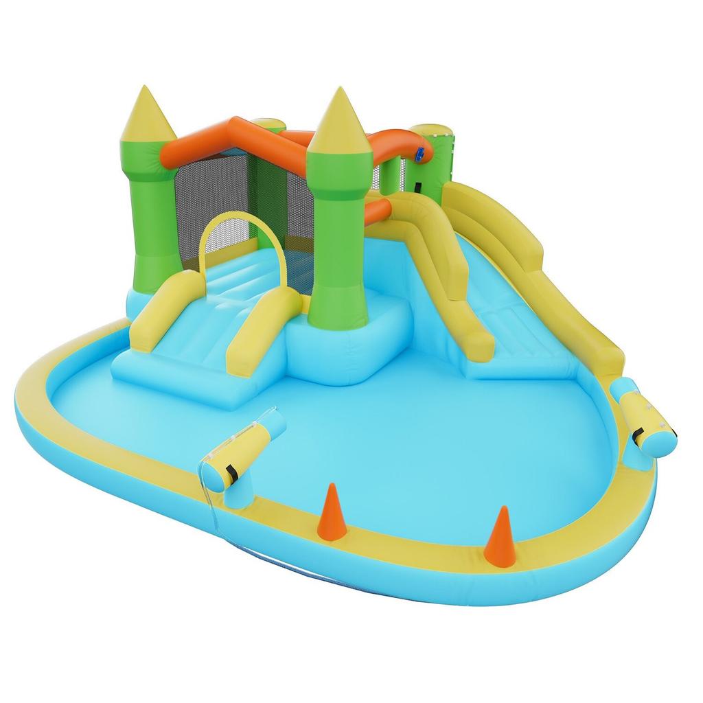 Inflatable Bounce House, 12.5 x 13.1 x 6.5 ft Inflatable Bounce House Water Slide, Bouncer Castle with Castle Bounces, Basketball Hoop, Splash Pool &