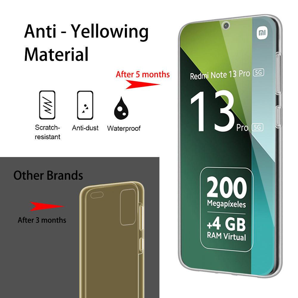 Чехол Redmy Note13 Pro 5G 4G, чехлы с защитой всего корпуса на 360° для Redmi Note 13 Pro+ 5G, прозрачный ПК+ПЭТ, двусторонний противоударный чехол