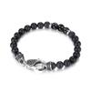 ONYX QUARTZ STONE BRACELET 8mm Matt Onyx Stone Beads Bracelet, with Tourmalated Quartz Stones and Stainless Steel Elements In Matt Finished
