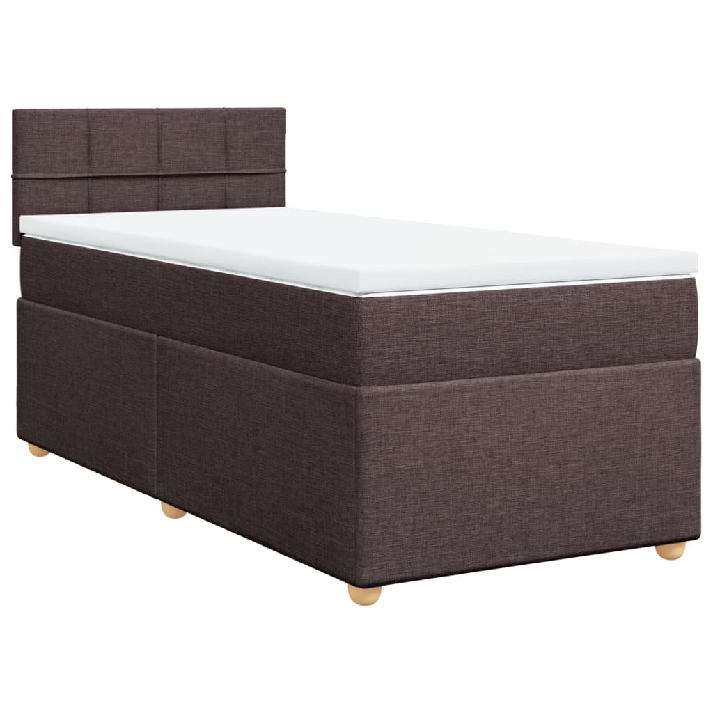 Box Spring Bed with Mattress Dark Brown 80 x 200 cm Fabric