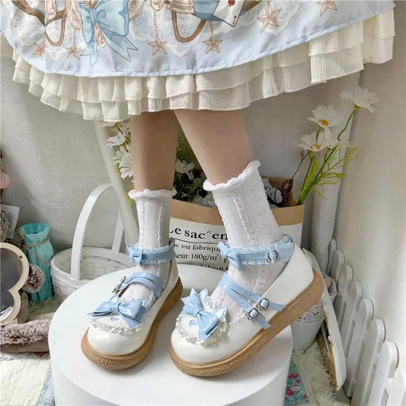 Fashion Comemore Kawaii Girls Lolita Shoes Fashion Japanese Style PU Leather Mary Janes Bowknot Lovely Heart Buckle Solid Loafers Shoes
