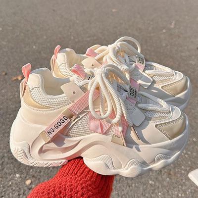 Роскошные новинки 2024 года, модные и универсальные повседневные туфли для женщин, весенние и осенние сетчатые дышащие легкие кроссовки для бега и спорта