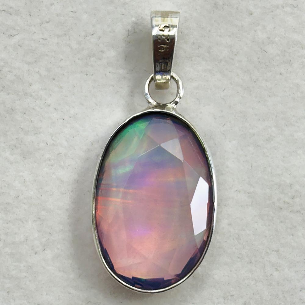 Natural 23 Ct Oval 925 Sterling Silver Opal Gems Pendant Free Delivery