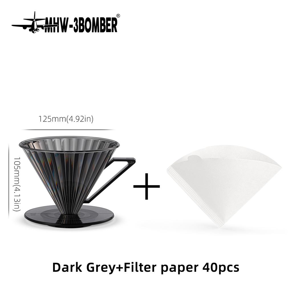 MHW-3BOMBER Pour Over Coffee Dripper with Paper Filter 1-4 Cup Hand Brewing Coffee Tools Professional Home Kitchen Accessories