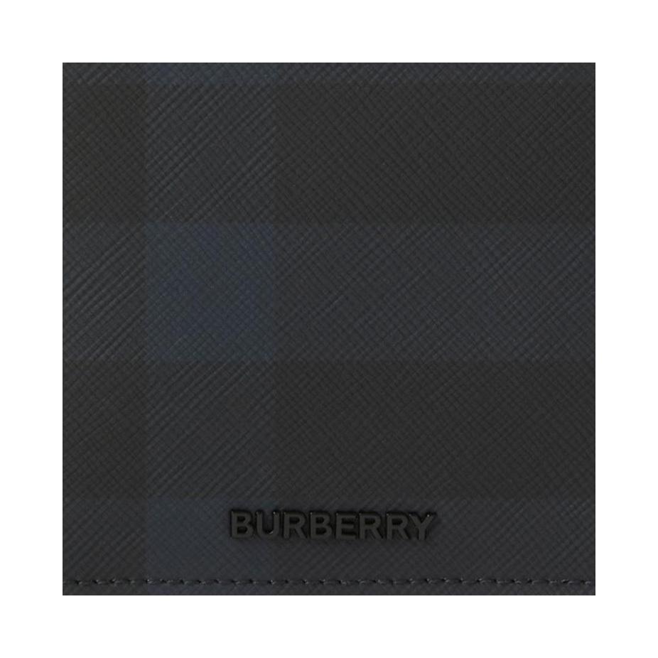 Burberry 3D Буквенный Логотип Двойной Сгиб Клетка Кожаный Кошелек Мужской кошелек Темно-Синий 80732801