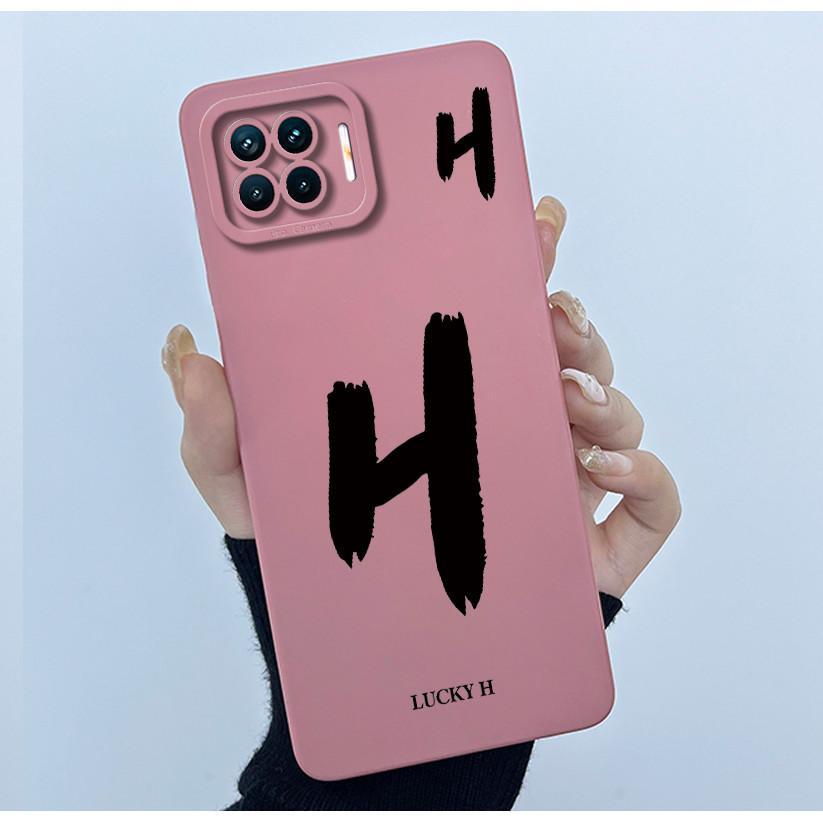 For OPPO F17 Oppo F17 Pro Case Oppo A73 A93 Reno 4F Back Cover TPU Silicon Lucky Initial Letter Couples Phone Bumper Soft Case
