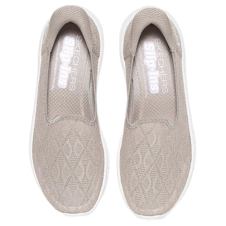 Skechers Современные DLux Leisure Слипоны Удобные Универсальные Прочные Низкие Повседневные Кроссовки Женские Серый Коричневый 159287-TPE