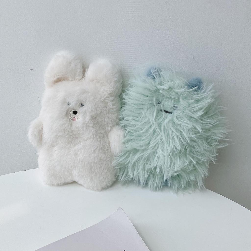 AS KNOW AS Plus (ASKNOW AS PLUS) ZY8576  Souffle Key Ring Pouch, Rabbit, Size F, Ivory and White. Fluffy and Fluffy Plush Toy. Cute Pouch for Small
