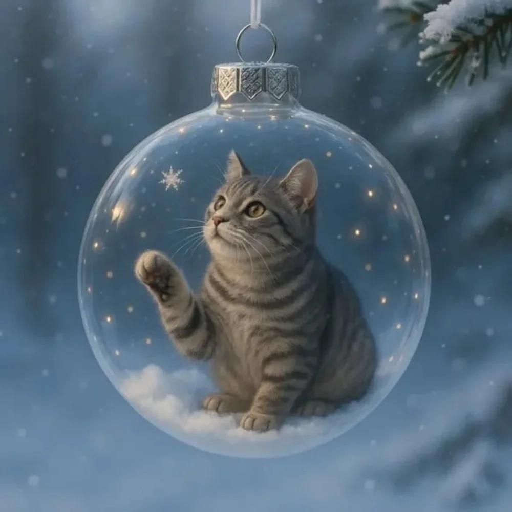 Новое пластиковое украшение для кошки Однотонные сменные колпачки Рождественский шар-подвеска DIY Креативный акриловый шар Новый год