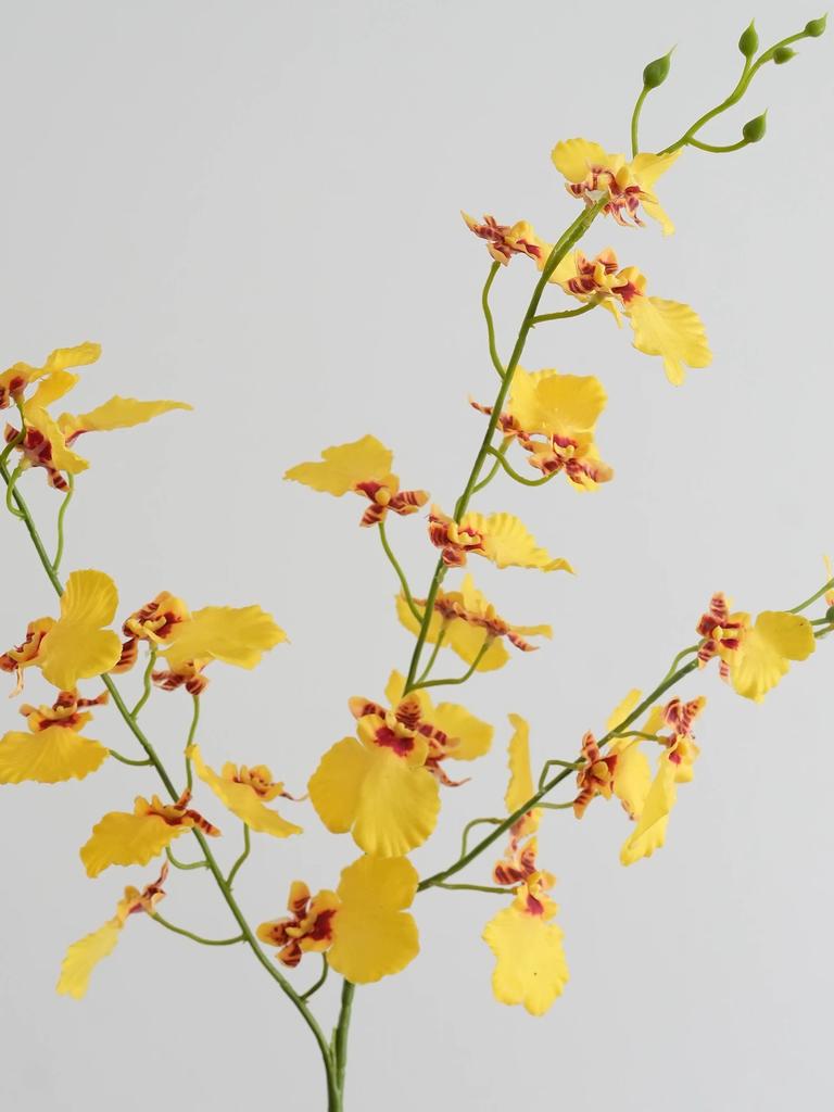 3PCS Realistic Dancing Lady Orchid Artificial Flowers Yellow Orchid Decor Home Modern Minimalist Chic Style Oncidium Orchid