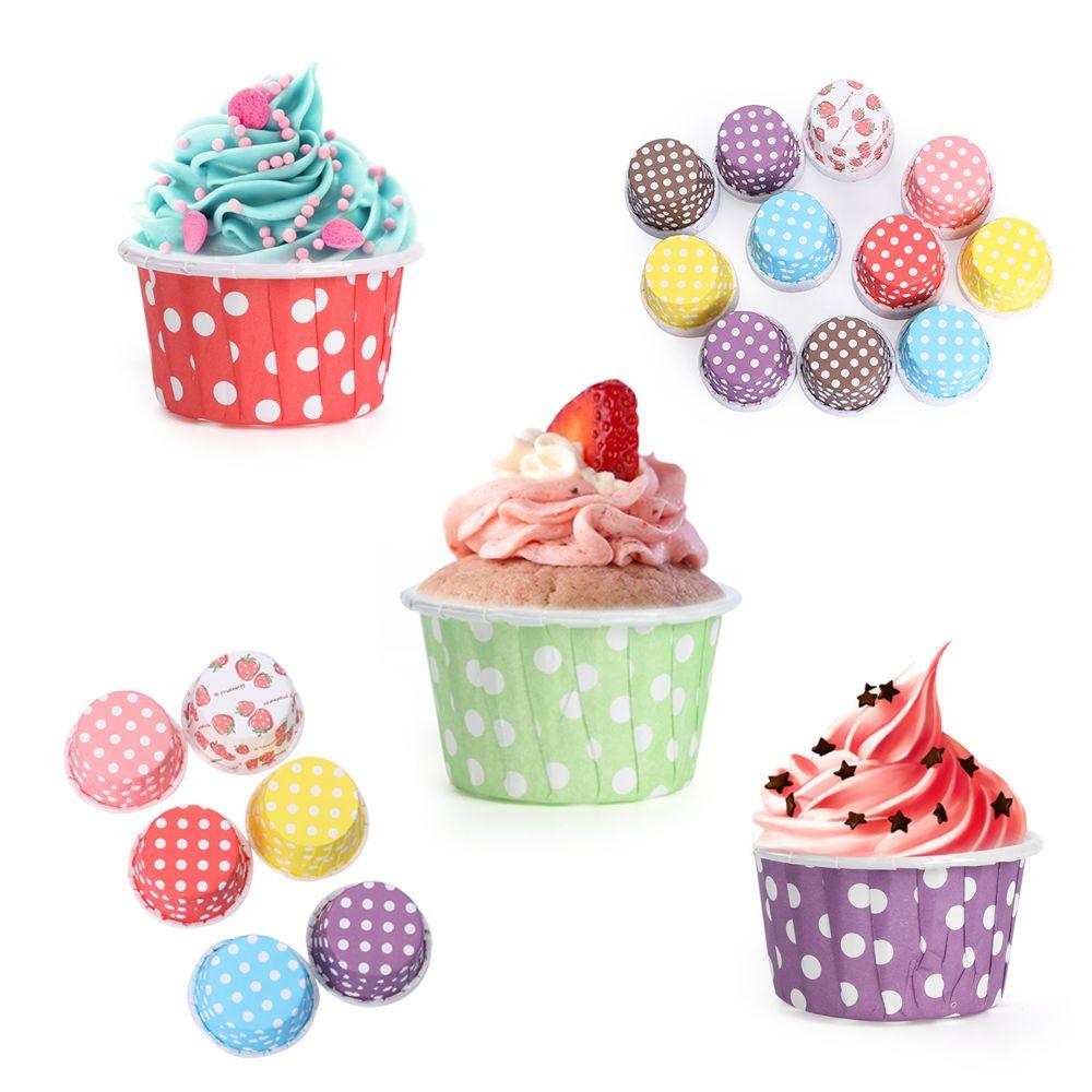 100PCS Home Grease-proof Dot Decorate Muffin Cup Baking Wrapper Pan Case Paper Cupcake Liner