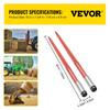 VEVOR Pair Hay Spear 43" Bale Spear 3000 lbs Capacity, Bale Spike Quick Attach Square Hay Bale Spears 1 3/4", Red Coated Bale Forks