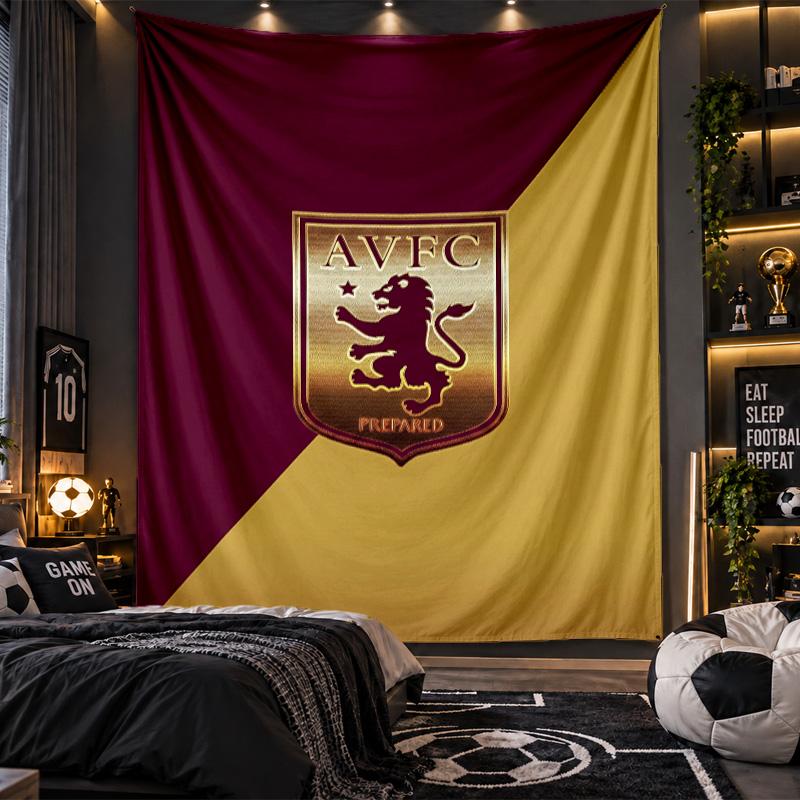 Wall Hanging Tapestry Aston Villa Football Print Cloth for Living Room Bedroom Home Decor