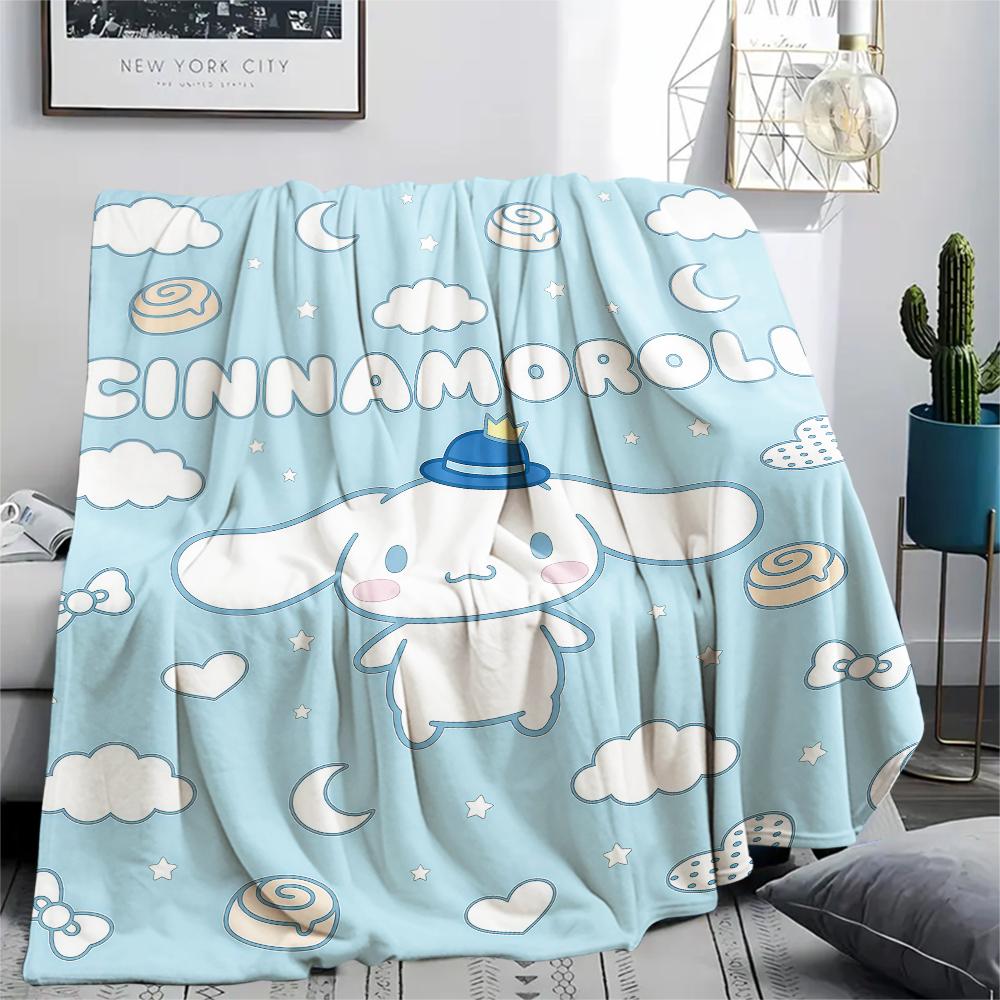 1 шт. Фланелевое одеяло Sanrio с милым принтом, Высококачественное, Для всех сезонов, Декор для дома, Тепло и комфорт, Идеально для рождественских подарков