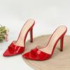 Большой размер 43 Красная лакированная кожа Женские тонкие высокие каблуки Современные шлепанцы Летняя вечеринка Банкетная обувь Женские сандалии