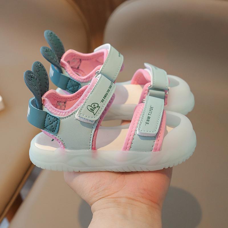 Детские Сандалии 2-12 Лет Мультяшные Зеленовато-Розовые Мягкие Для Мальчиков и Девочек Пляжные Обувь Повседневная Нескользящая Детская Малыш Спортивные Сандалии