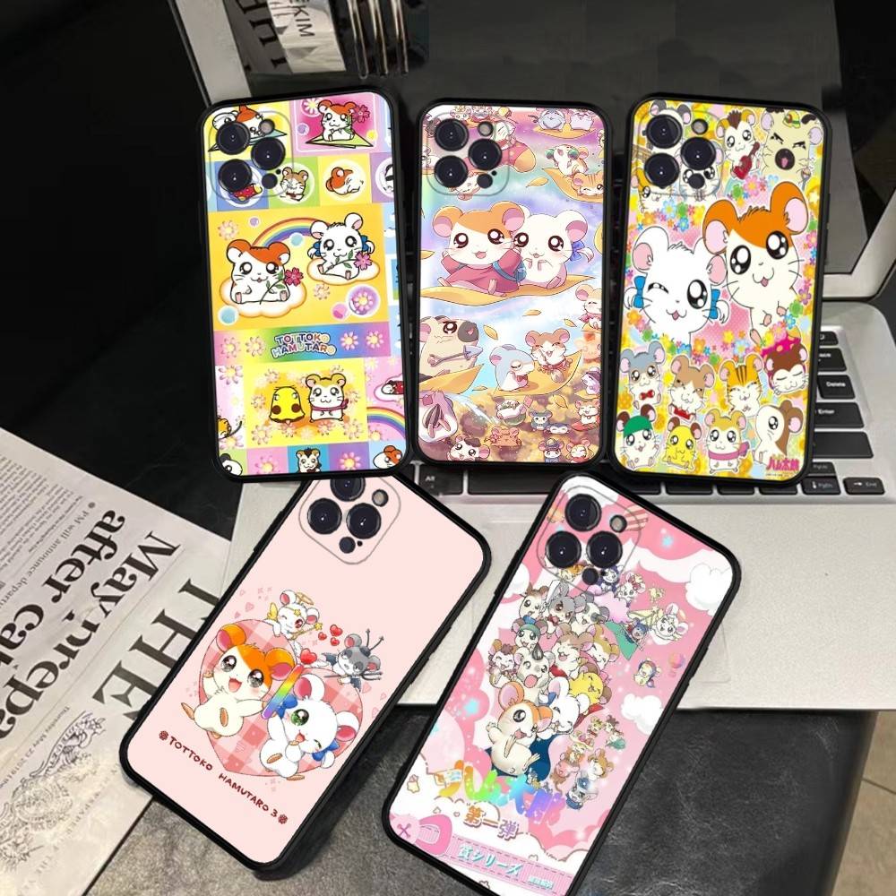 Хамтаро Милый Хомяк Каваи Милый Для iPhone 17 16 15 14 11 12 13 Pro Max Plus Чехол Милое Художественное Покрытие для Телефона