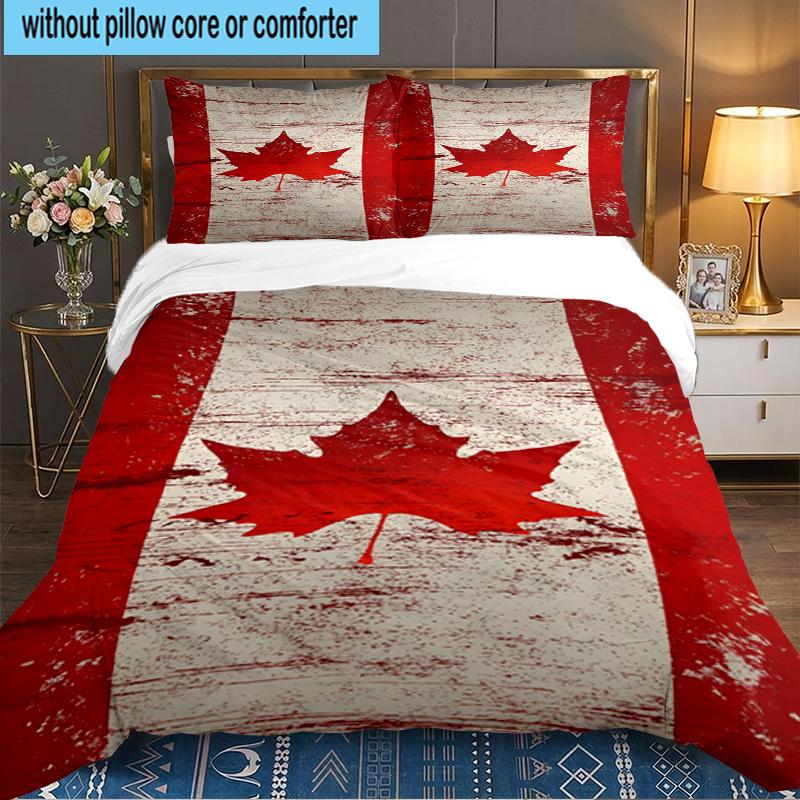 Canada's Red Maple Leaf 3PCS Bedding set,Ideal for 1pc Duvet Cover And 2pcs Pillowcases Perfect for Fan gift,Ideal for Bedroom, Dormitory