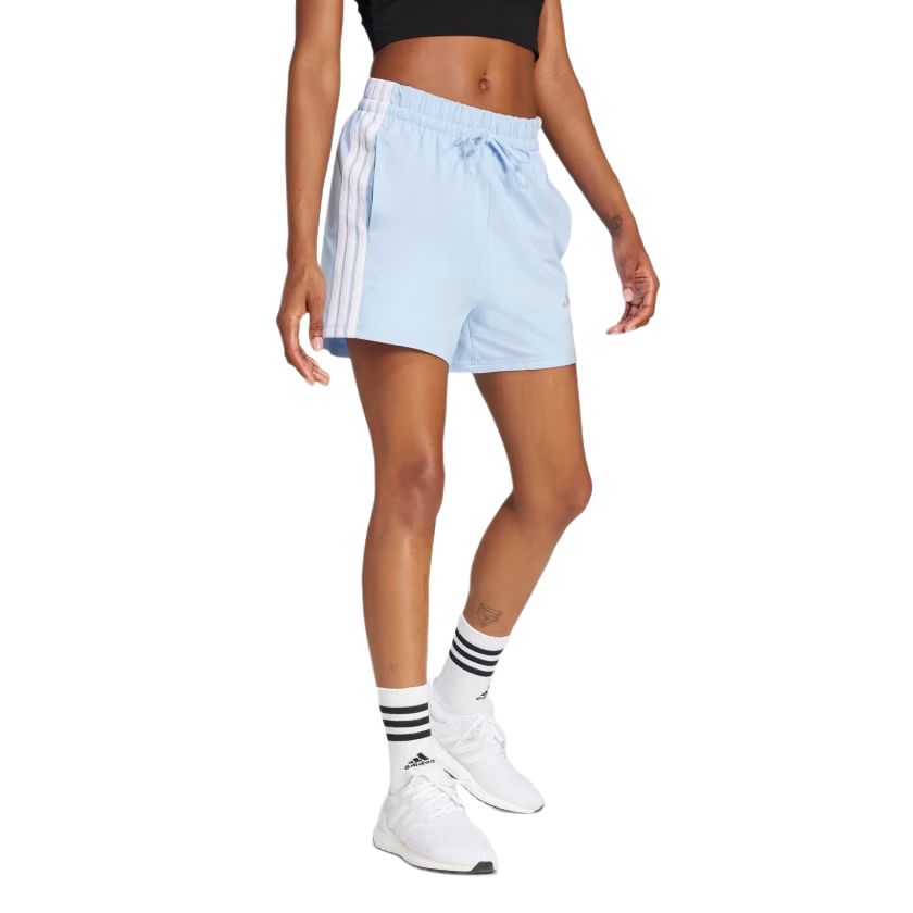 adidas Essentials Хлопковые Удобные Модные Шорты на Шнуровке Простые Спортивные Шорты Женские Шорты Светящийся-Синий Белый JD0911
