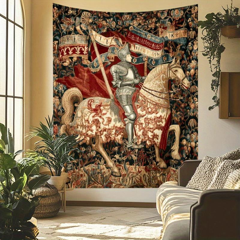Medieval Knight Vintage Tapestry Room, Courtyard, Studio Indoor/Outdoor Decorative Tapestry Easy-to-Hang Wall Tapestry