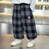 Модные клетчатые повседневные длинные брюки для мальчиков на весну и осень 2025 года