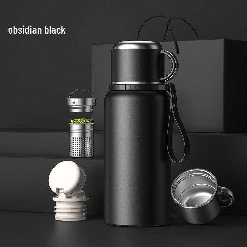 Мужская термокружка из нержавеющей стали 316 большой вместимости для путешествий на открытом воздухе с разделением чая и воды, с логотипом на заказ