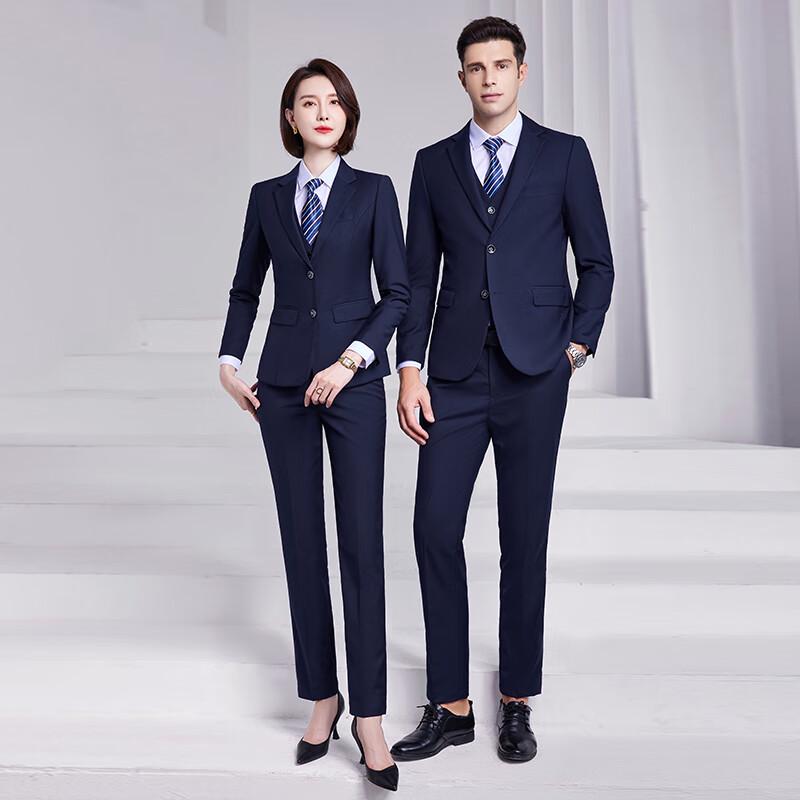 Tlouman Wrinkle-Free Navy Business Suit Set
