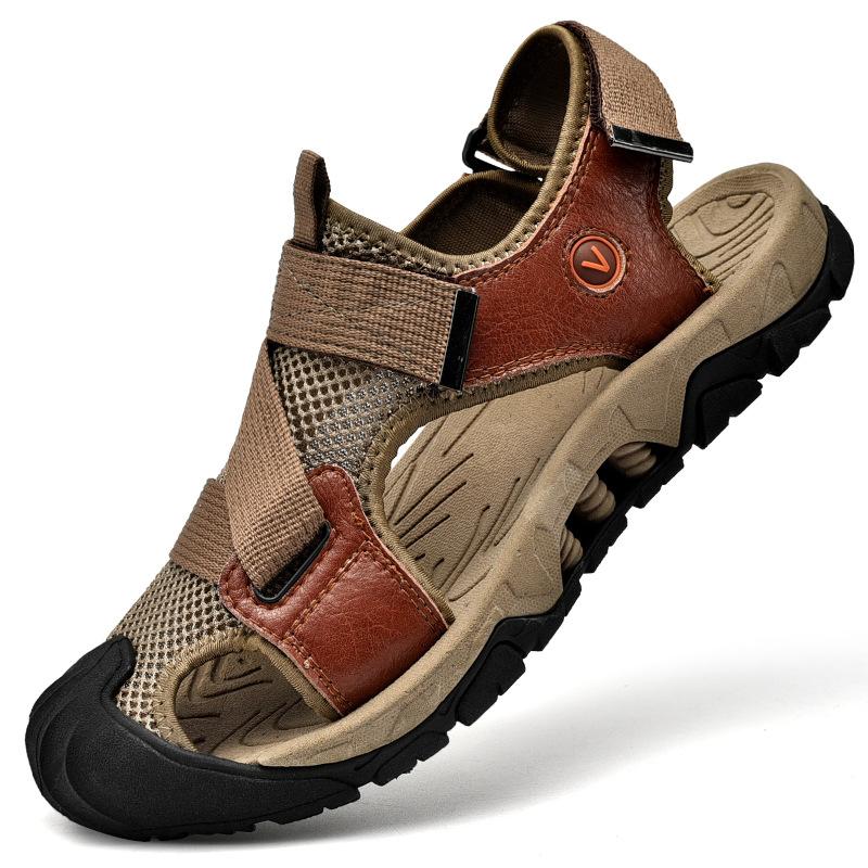Мужские сандалии, летние, новые, для альпинизма, противоскользящие, с мягкой подошвой и износостойкой кожей, повседневные, для пляжа среднего возраста