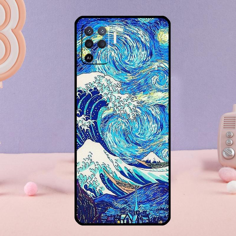 Чехол для телефона «Великая волна» для Oppo A78 A98 A80 A40 A60 A18 A38 A58 A15 A17 A77 A74 A94 A54 A57S A16 A76 A96