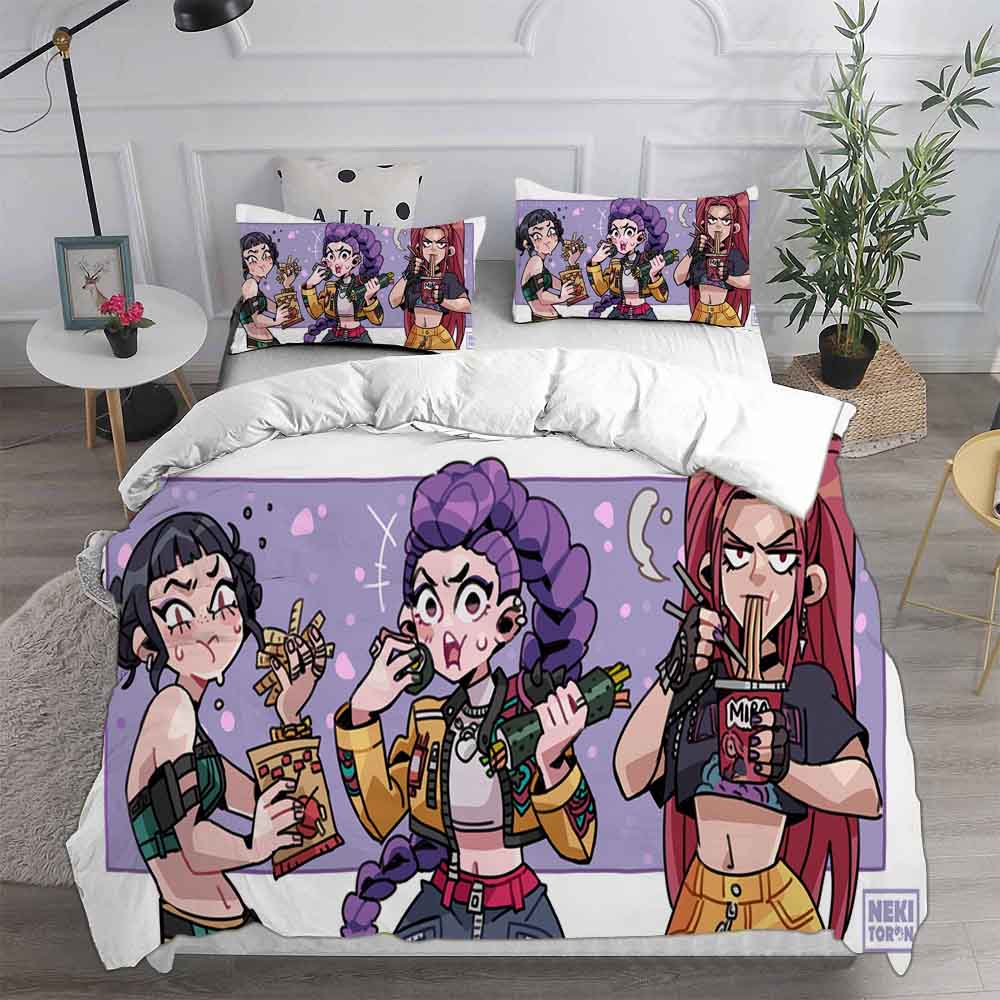K-pop Охотники на демонов Руми Мира Зои Постельные наборы Одеяло Стеганое покрывало Покрывало Пододеяльник Наволочка Наборы из 2-3 предметов Детский Взрослый размер