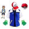 Костюм для косплея Покемон Эш Кетчум Полный комплект Взрослый Куртка Перчатки Шляпа Хэллоуин Высококачественный Эластичный Мягкий Полиэстер