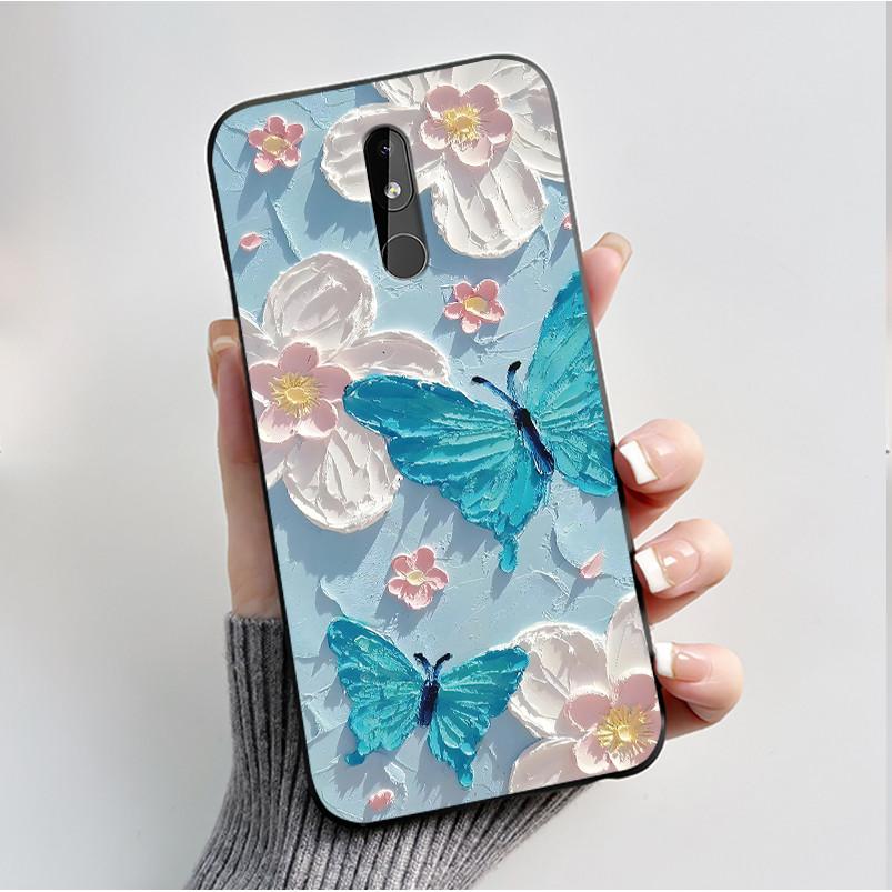 Printing Pattern Case For Nokia 3.2 / Nokia 3 / Nokia 3.1 Capa Coque Soft Silicone Black Shell Cover Cute Flower Cartoon Casing
