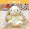 Rabbit Sitting Plush Keychain With Embroidered Flowers For Cute Collectible Gift