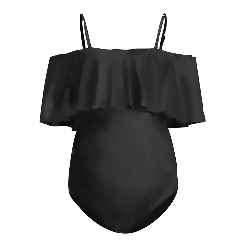 Women's One-piece Maternity Solid Color Ruffle Sexy Backless Swimsuit