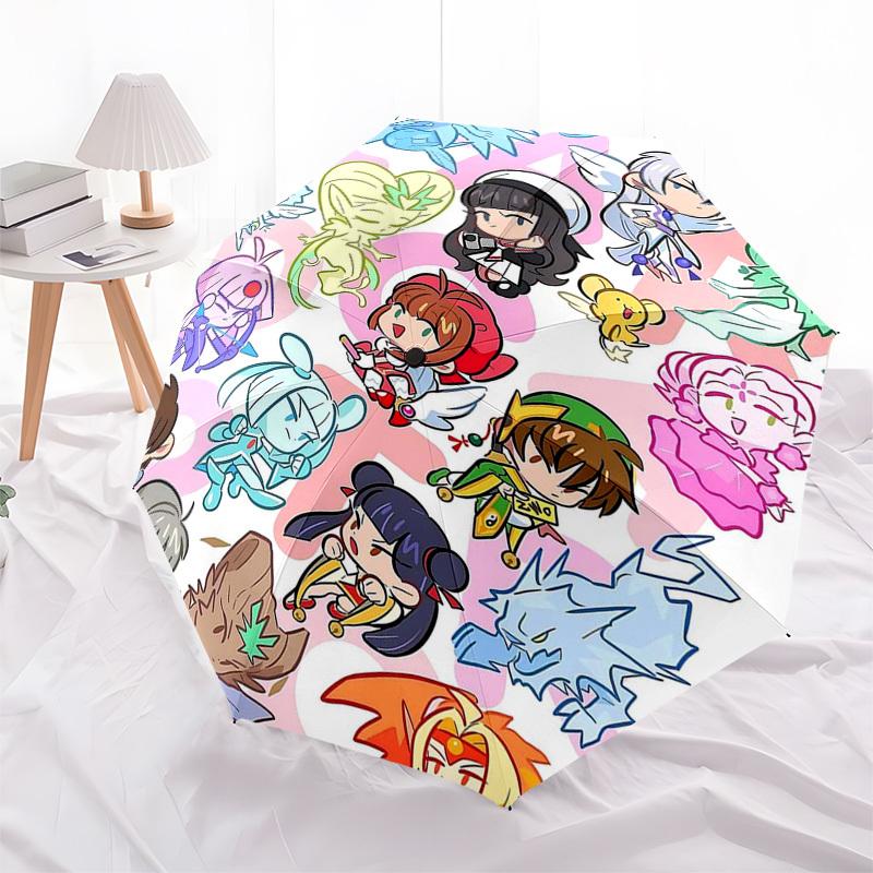 1pc Outdoor Umbrella with Chibi Characters | Automatic Opening & Closing | Portable 3-Fold Design | 8-Rib Iron Frame | Perfect Gift for Fans, Tra