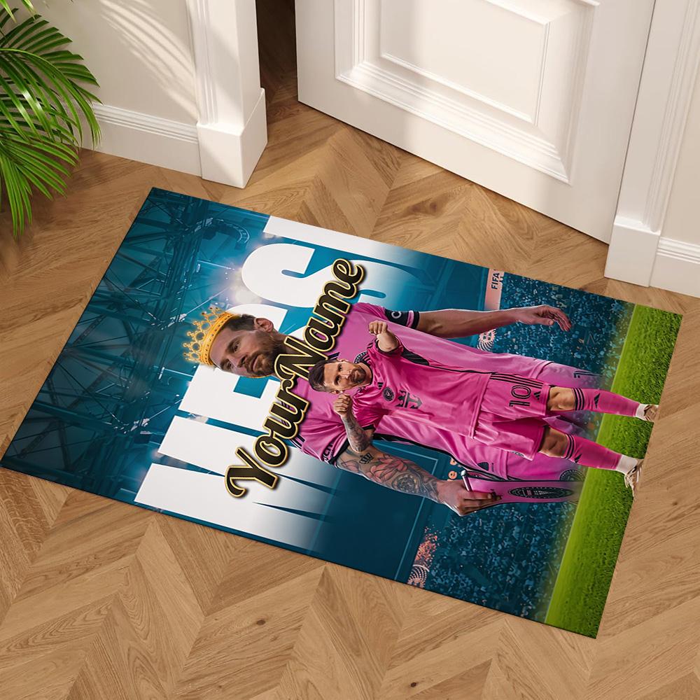Messi Customize Text Area Rug Suitable for Decorate room Bedrooms Foyer Hallway Antislip Carpet Anime Office Decor Perfect Gift for Friends & Family