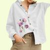 Женская модная блузка с цветочным принтом, женская повседневная рубашка из хлопка и льна с длинным рукавом на пуговицах