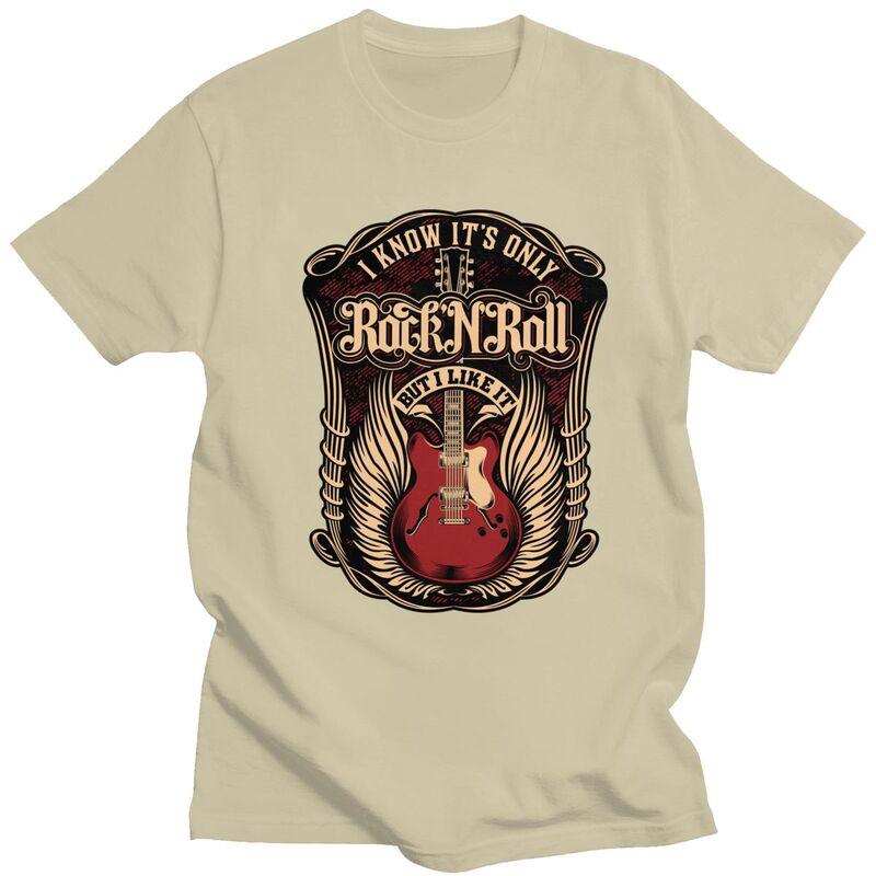 Мужские футболки на заказ Its Only Rock And Roll 100% Хлопок Футболки Хэви-метал Гитара Музыка Футболки с коротким рукавом Повседневная футболка