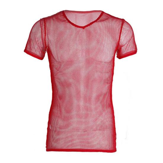 Мужские топы с V-образным вырезом, с коротким рукавом, с полым сетчатым дизайном, футболка однотонная, дышащая, в повседневном стиле, для ежедневной носки