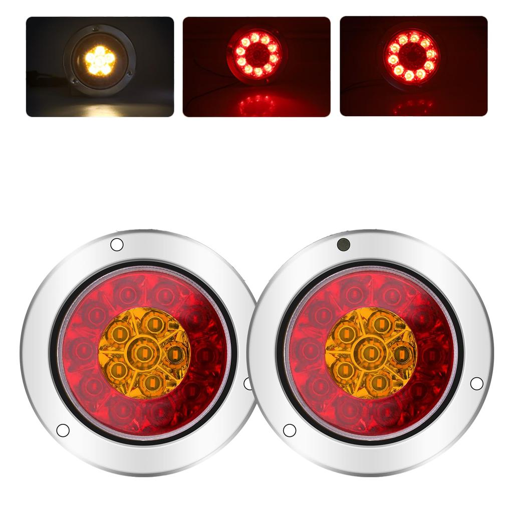 Диаметр дюйма Вспомогательный свет 16 светодиодов Стоп-сигнал Поворотник Задний фонарь для прицепа грузовика 5.7 (Желто-Красный)