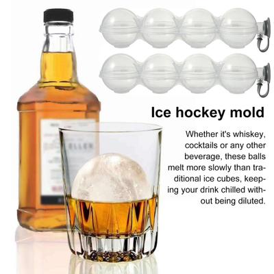 Форма для приготовления мороженого с 4 отверстиями, круглая форма для кубиков льда, легко заполняется, с силиконовой крышкой для коктейлей на основе виски