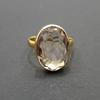 Crystal Clear Quartz 925 Sterling Silver Yellow Gold Overlay Handmade Ring Jewelry