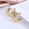 Trendy Gold-Plated Triple C-Shaped Titanium Steel Earrings