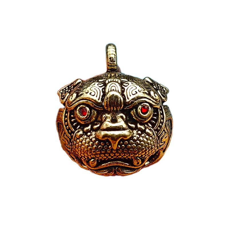 Подвеска-колокольчик в виде головы тигра из латуни по фен-шуй — ретро-подвеска в виде медного тигра для автомобильного брелока