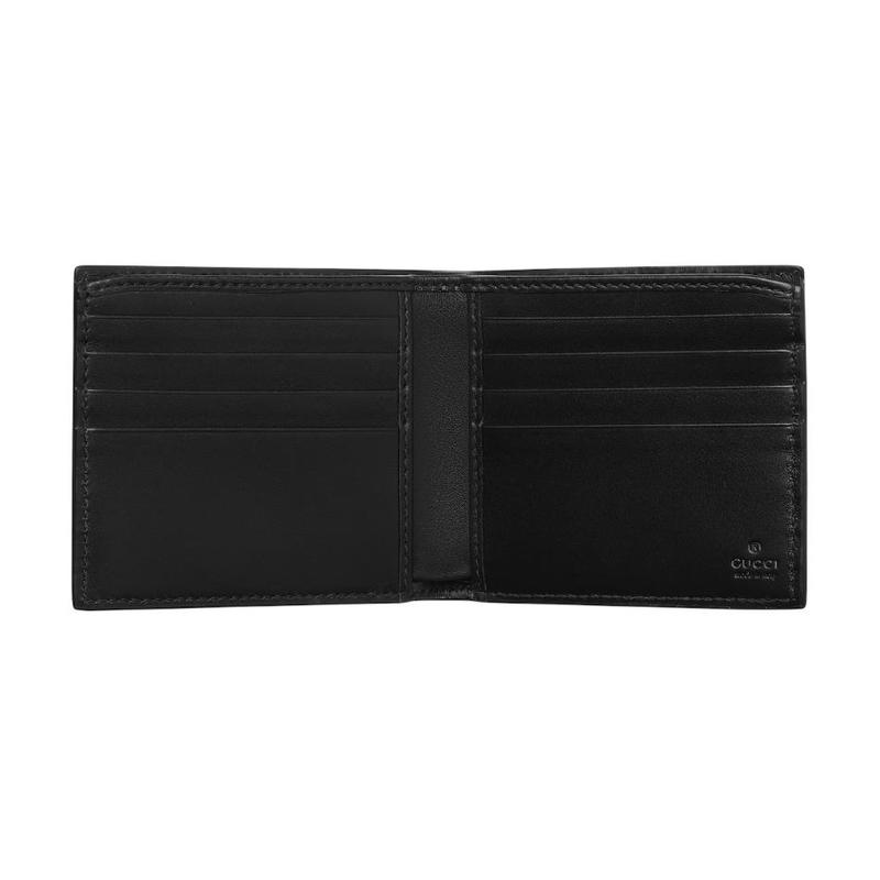 Gucci GG Emblem Portafoglio GG embossed pattern bifold cow leather wallet men's black