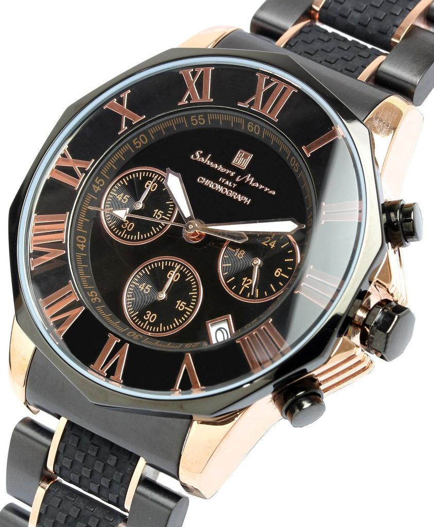 Часы-хронограф, водонепроницаемость до 10 АТМ, деловые, формальные, итальянская марка, ограниченная модель SM15104 x Pink [Salvatore Mara] мужские (Черное золото) [Элемент]