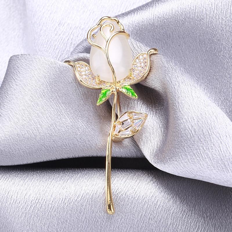 Blucome Gentle Rose Shape Brooch Female All-match Banquet Dress Corsage Accessories Elegant Pin Fashion Jewelry