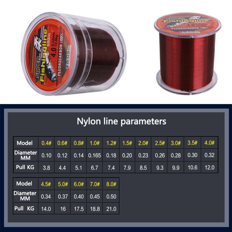 500 м леска высокого качества, 100% нейлон, прозрачная не фторуглеродная рыболовная снасть, мультифиламенто