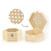 Hexagonal Wooden Box and Caned Lid 13 X 11 X 6 Cm